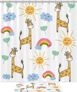 Adorable Cartoon Green Cactus Merry Christmas Shower Curtain For Your Bathroom Accessories