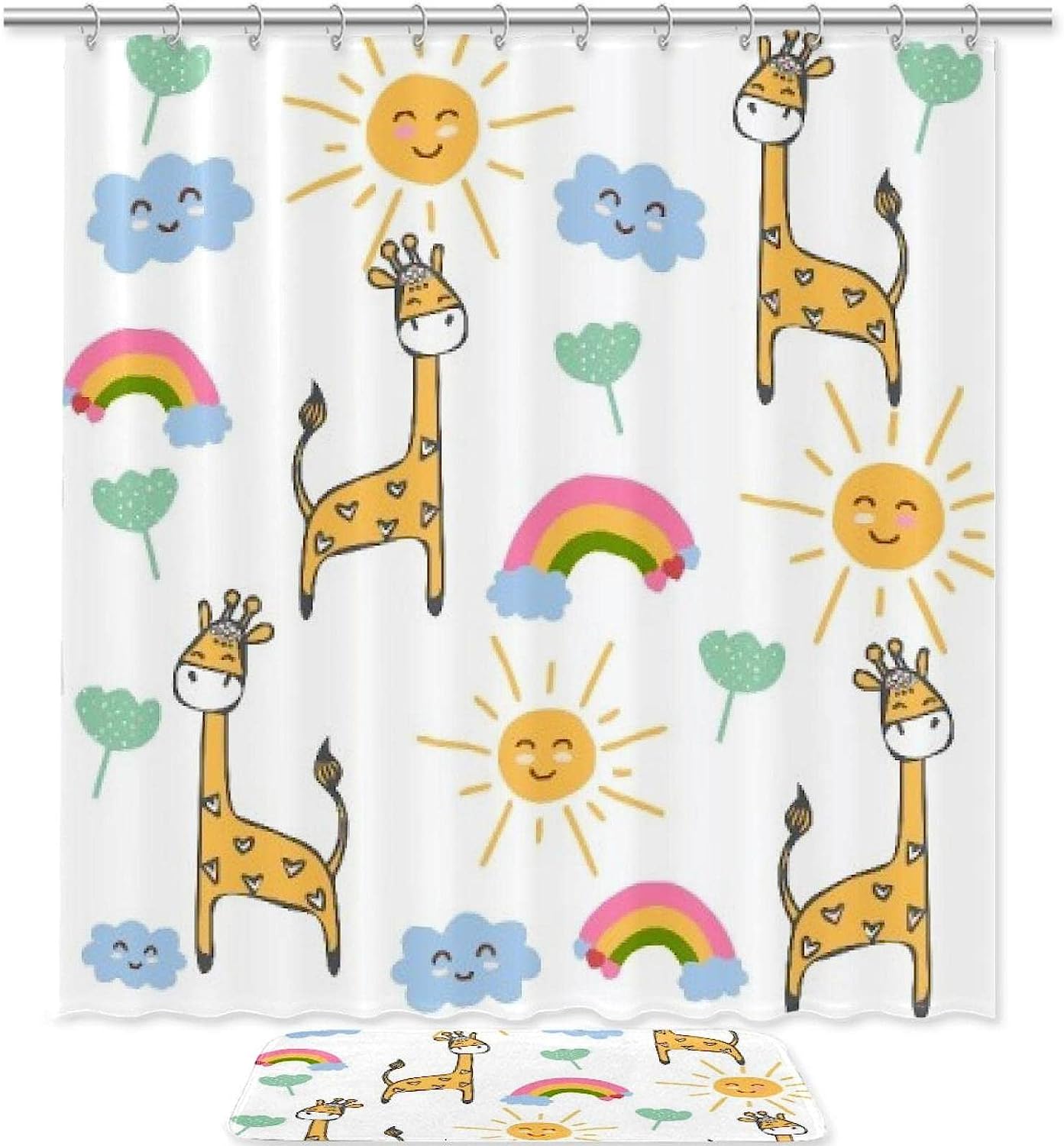 Adorable Cartoon Green Cactus Merry Christmas Shower Curtain For Your Bathroom Accessories