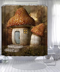 Adorable Cartoon Ocean Sailing Lighthouse Anchor Bathroom Shower Curtain, Ideal For Nautical Bathroom Decor