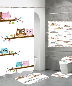 Adorable Cartoon Owl Waterproof Shower Curtain For Bathroom