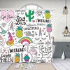 Adorable Cartoon Teddy Bear Bath Shower Curtain With Ocean Rainbow Funny Animal Print