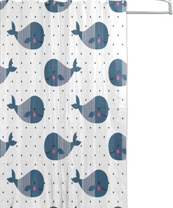 Adorable Cartoon Whales Shower Curtain, Kids Bathroom Decor