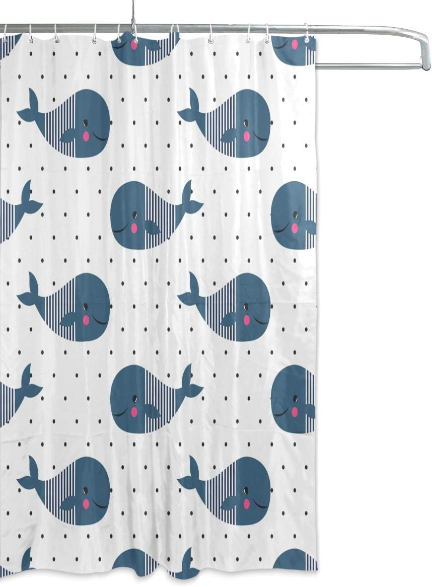 Adorable Cartoon Whales Shower Curtain, Kids Bathroom Decor