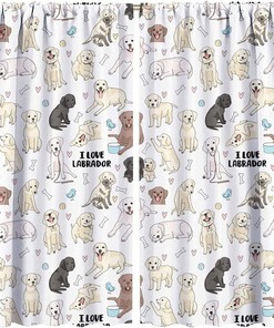 Adorable Curtains With I Love Labrador Theme Printed For Boys And Girls Bedroom Living Room Decorative