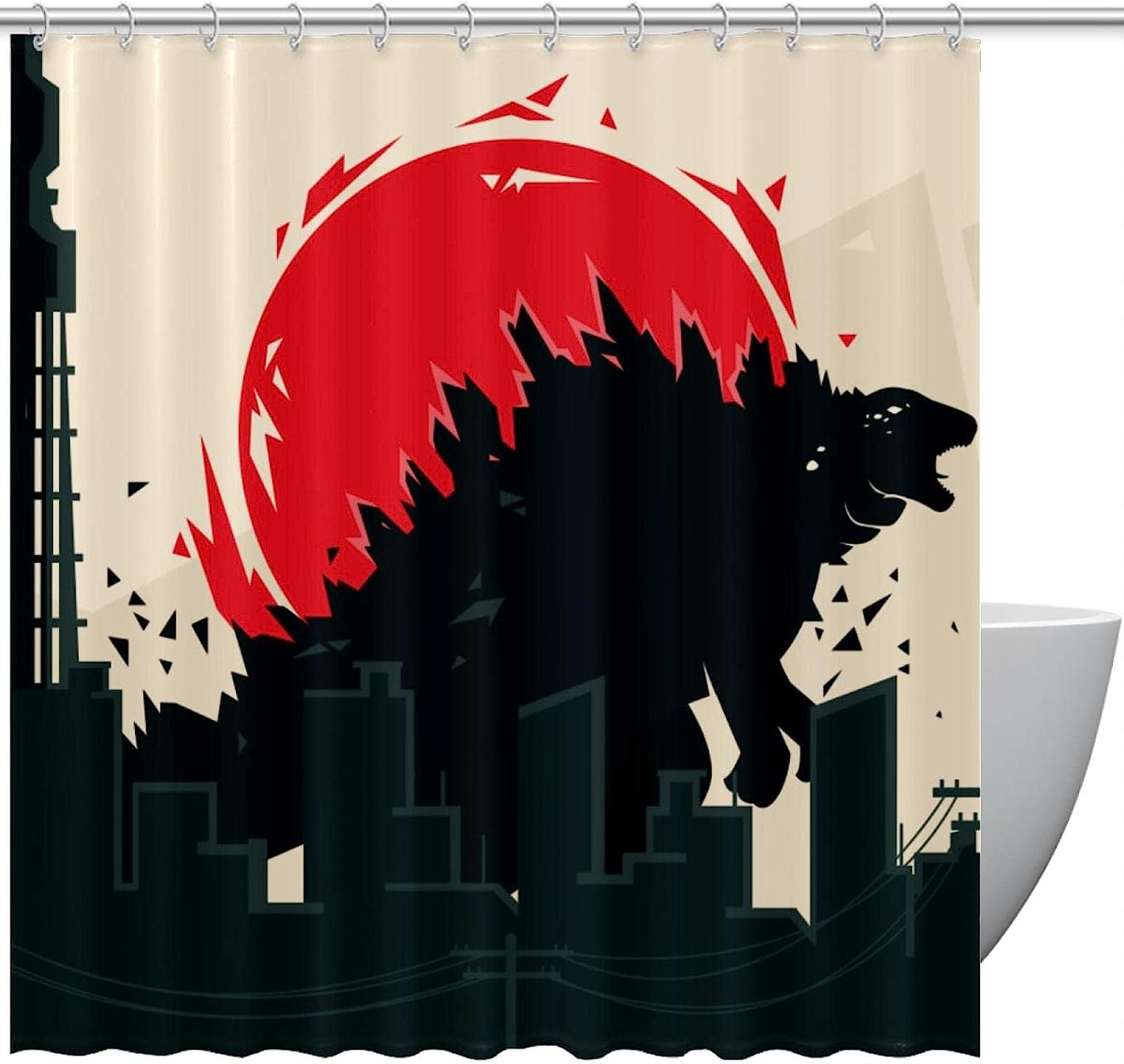 Adorable Dinosaur Shower Curtain With Fun And Vibrant Design For A Playful And Cute Bathroom Decor.