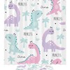 Adorable Dinosaur With Pink Purple Stripes Bathroom Curtain