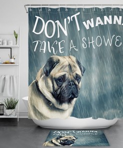 Adorable Dog In The Rain Shower Curtain - A Funny Bathroom Accessory