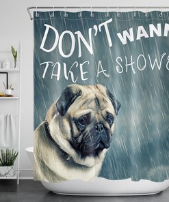 Adorable Dog In The Rain Shower Curtain - A Funny Bathroom Accessory