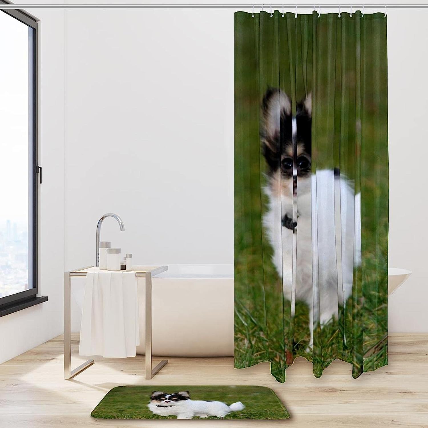 Adorable Dog Pattern Shower Curtain - Waterproof Bathroom Decor - Image 2