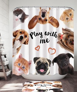 Adorable Dog Play With Me Shower Curtain For A Whimsical Look