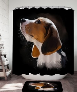 Adorable Dog Portrait Shower Curtain For A Rustic Bathroom