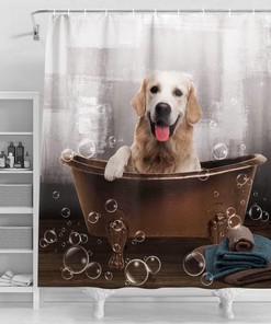 Adorable Dog Print Shower Curtain For Pet Lovers' Bathrooms