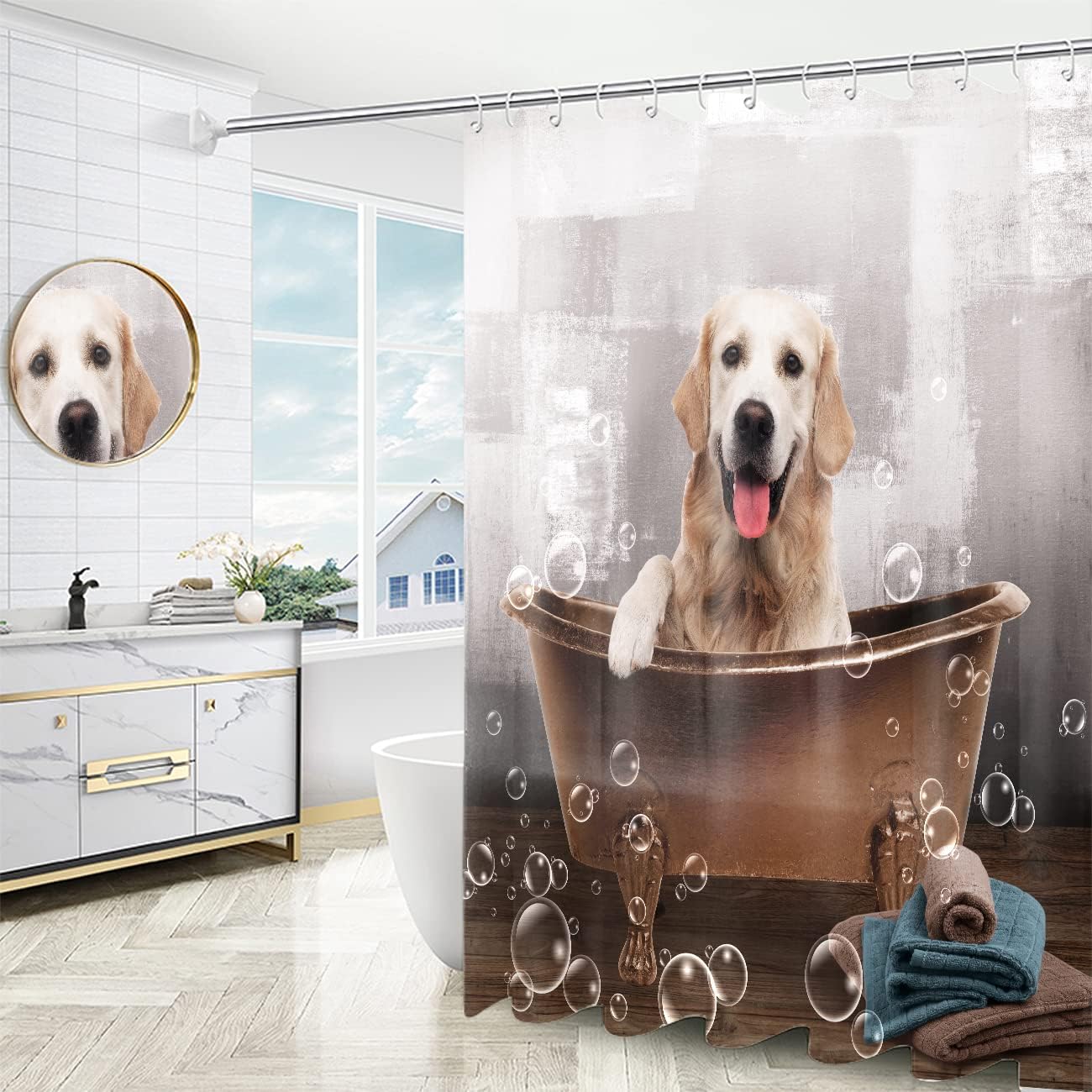 Adorable Dog Print Shower Curtain For Pet Lovers' Bathrooms - Image 3