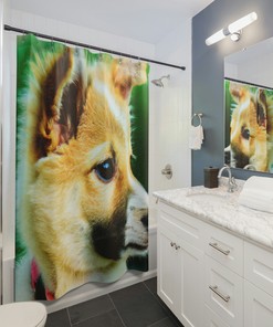 Adorable Dog Shower Curtain with Rosalina Carnevale Design, Highly Durable and Waterproof for Your Bathroom Decor