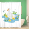 Adorable Duck Family Swimming Shower Curtain - Waterproof Fabric Bathroom Curtains
