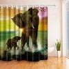 Adorable Elephant Parent-Child Shower Curtain With Wildlife Fabric Decor For Your Bathroom