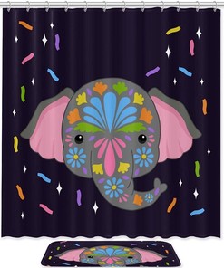 Adorable Elephant Print Waterproof Shower Curtain For Your Bathroom