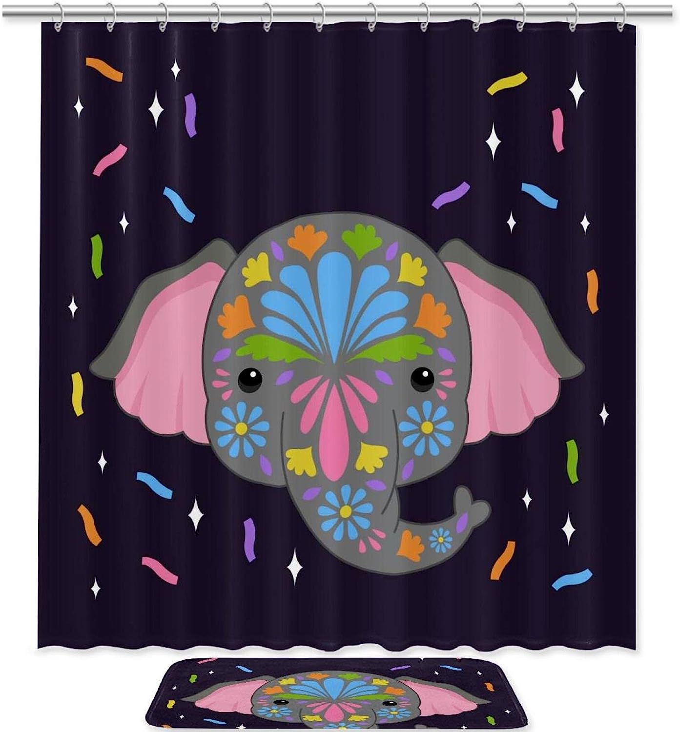 Adorable Elephant Print Waterproof Shower Curtain For Your Bathroom