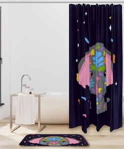 Adorable Elephant Print Waterproof Shower Curtain For Your Bathroom