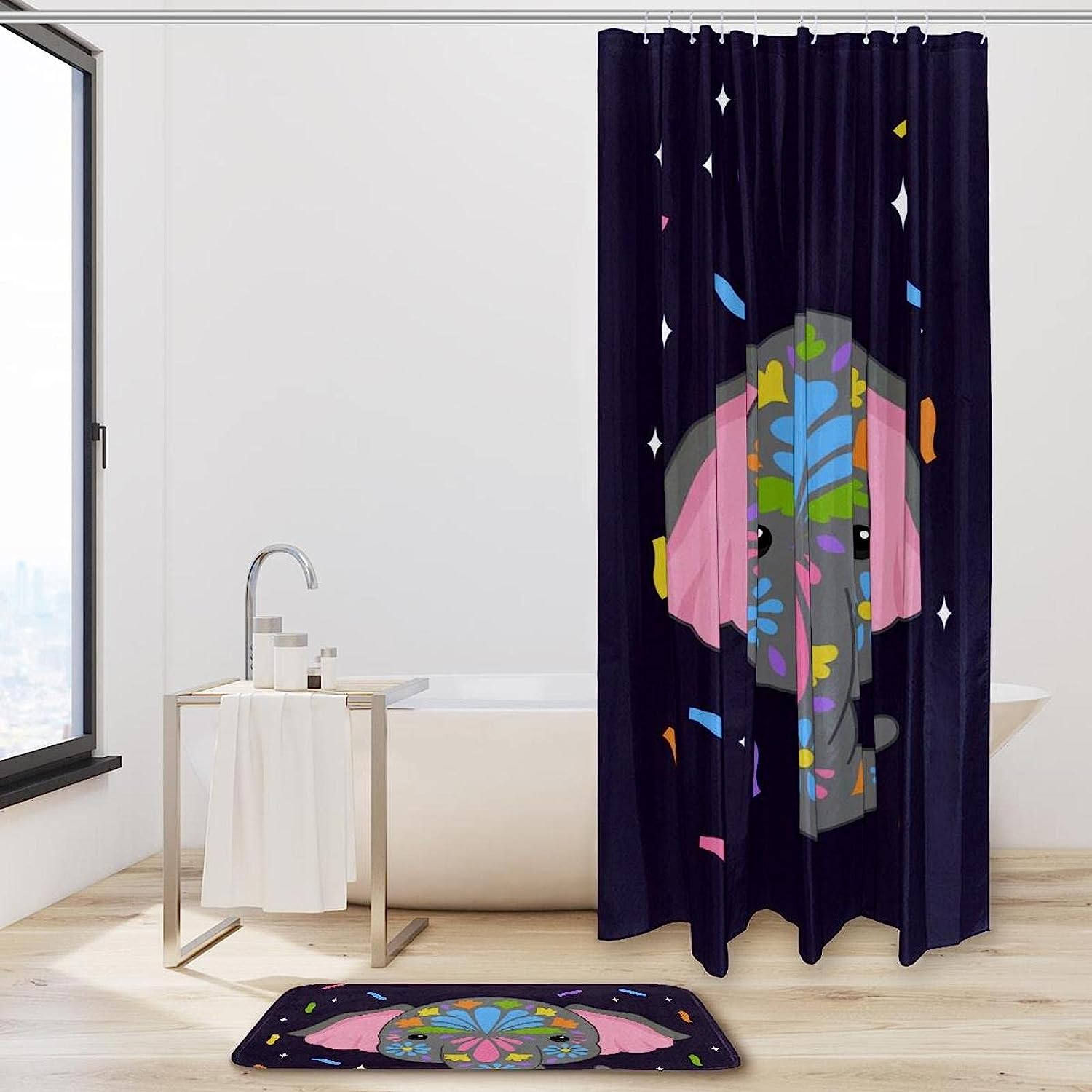 Adorable Elephant Print Waterproof Shower Curtain For Your Bathroom