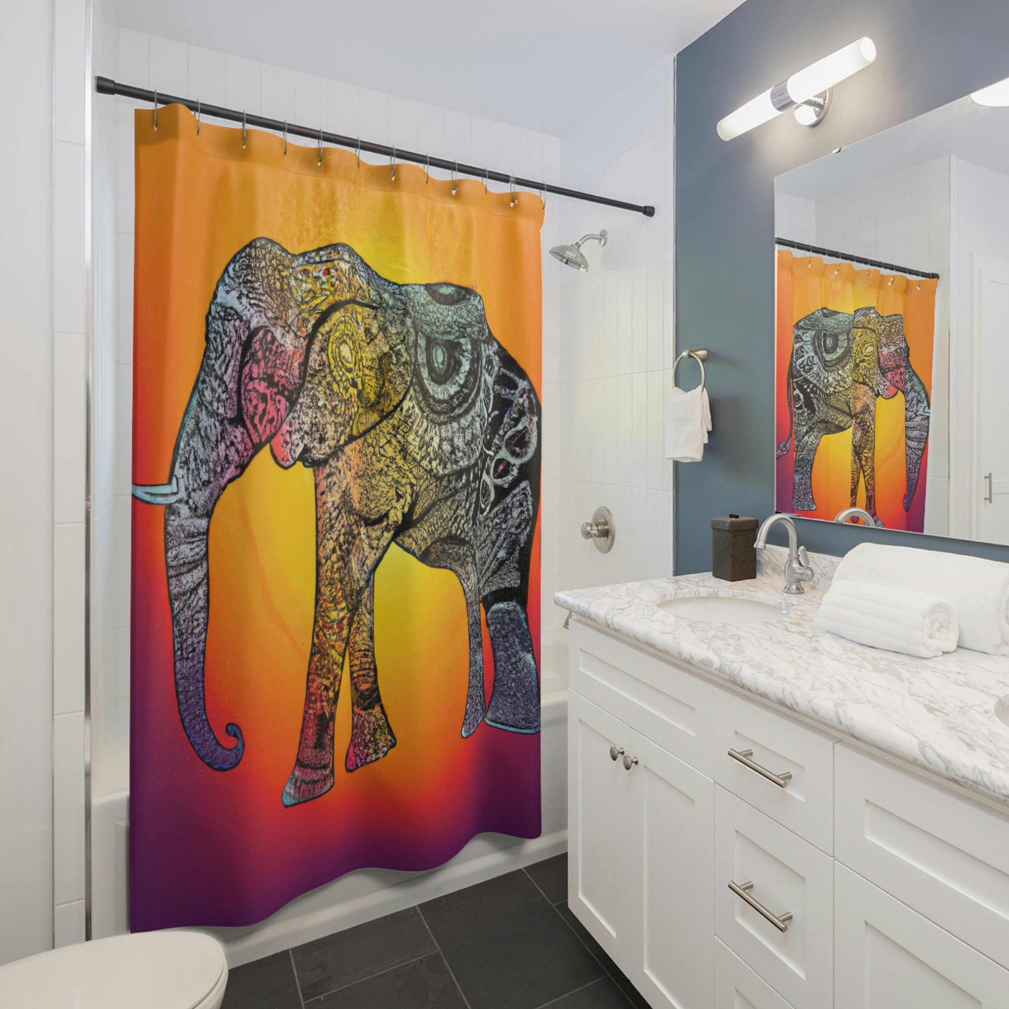 Adorable Elephant Shower Curtain For Your Bathroom