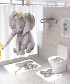 Adorable Elephant Shower Curtain With Cartoon Shower Curtain Design For Your Bathroom