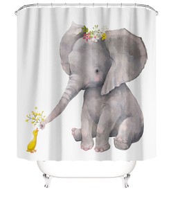 Adorable Elephant Shower Curtain With Cartoon Shower Curtain Design For Your Bathroom
