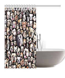Adorable English Bulldog Portraits Shower Curtain, Novelty Bathroom Decorr 