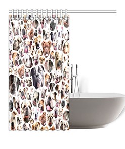 Adorable English Bulldog Portraits Shower Curtain, Novelty Bathroom Decorr 