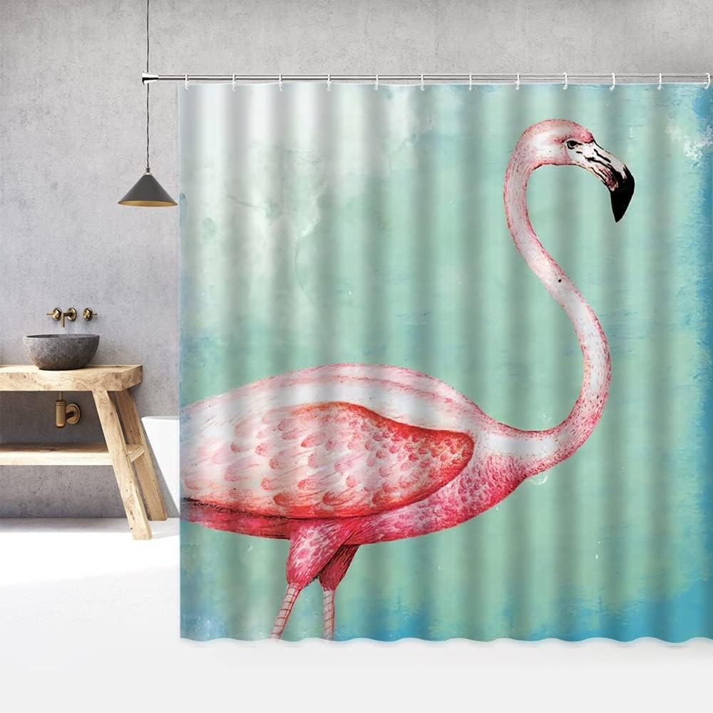 Adorable Flamingo Shower Curtain With Printed 3D Bath Curtains Waterproof And Washable Cloth