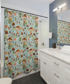 Adorable Frog And Mushroom Shower Curtain For Fun And Vibrant Bathroom Decor