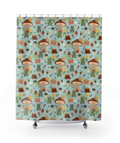 Adorable Frog And Mushroom Shower Curtain For Fun And Vibrant Bathroom Decor