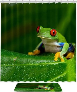 Adorable Frog Pattern Waterproof Shower Curtain - A Cute And Playful Addition To Your Bathroom