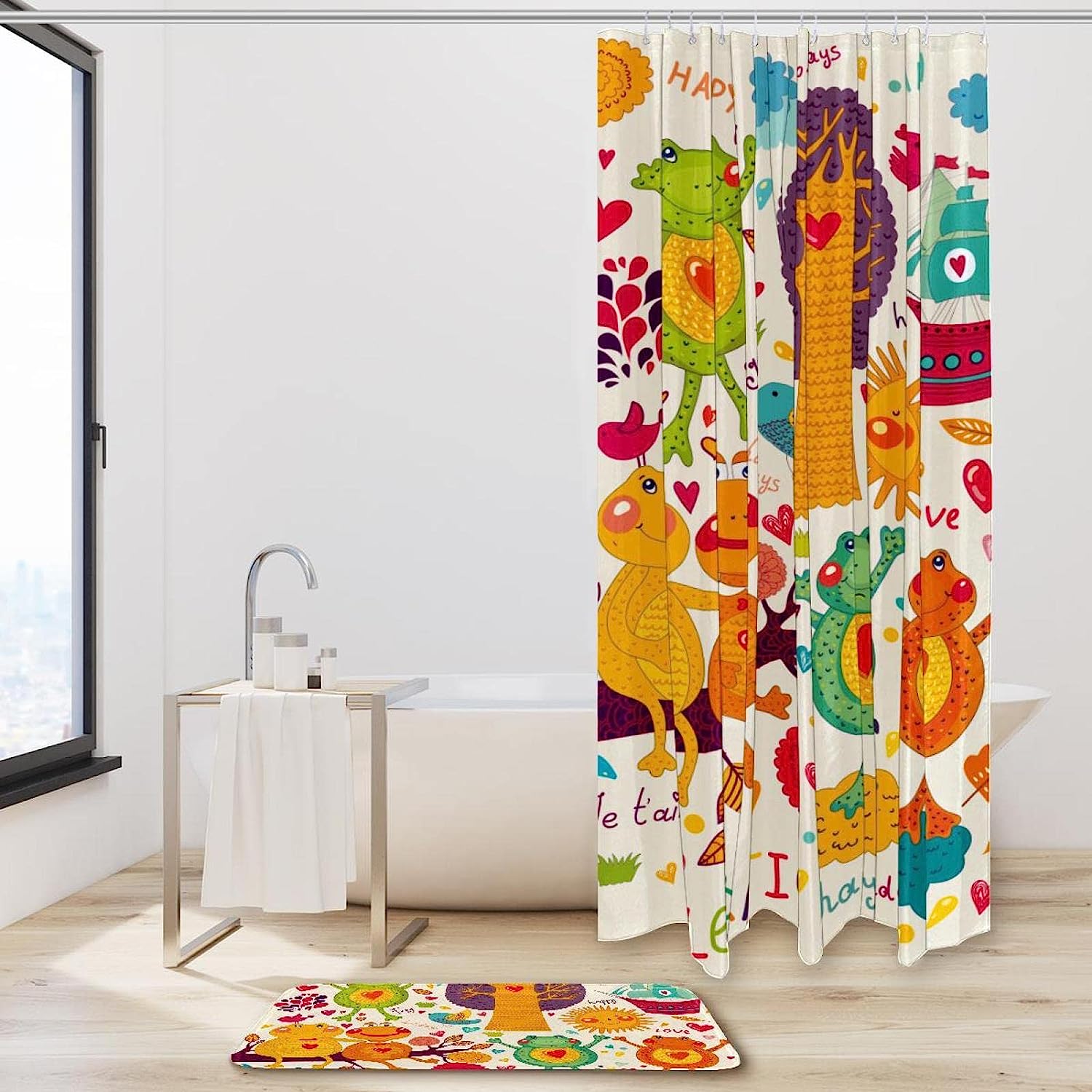Adorable Frog Shower Curtain - Waterproof Bathroom Decor - Image 2
