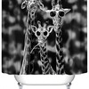 Adorable Giraffe Shower Curtain With Grassland Animal Background Waterproof And Fabric