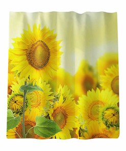 Adorable Golden Sunflower Boy Bathroom Shower Curtain With Lid - Waterproof And Stylish