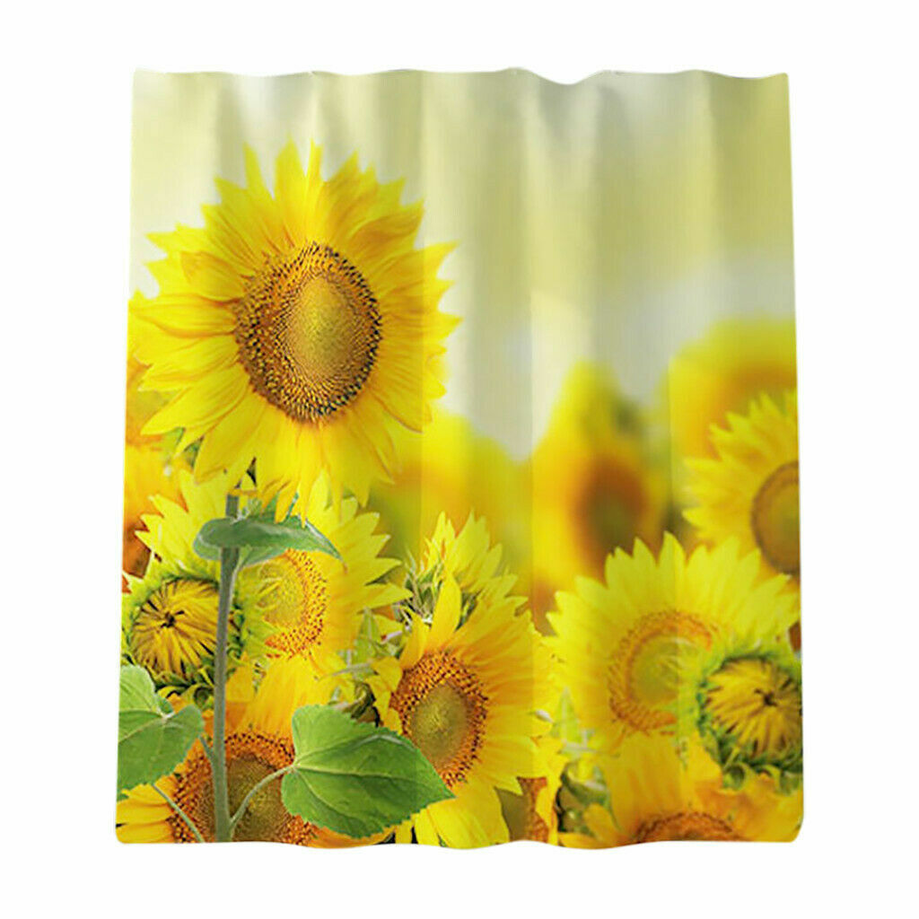 Adorable Golden Sunflower Boy Bathroom Shower Curtain With Lid - Waterproof And Stylish
