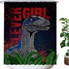 Adorable Kids Shower Curtain With Cool Dinosaur Bathroom Decor, Featuring Clever Girl The Velociraptor