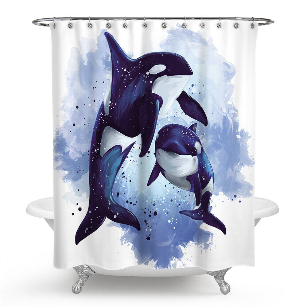 Adorable Killer Whale Shower Curtain for Your Bathroom