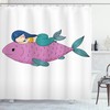 Adorable Mermaid Shower Curtain for Baby Fish Nursery Print - Great for Kids Bathroom 