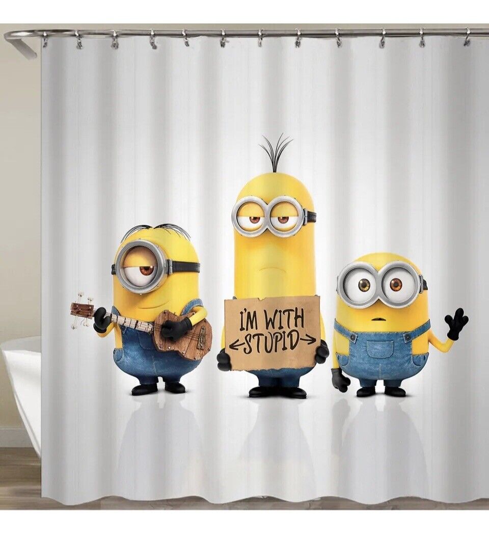 Adorable Minion Shower Curtain For Kids Bathroom Decor