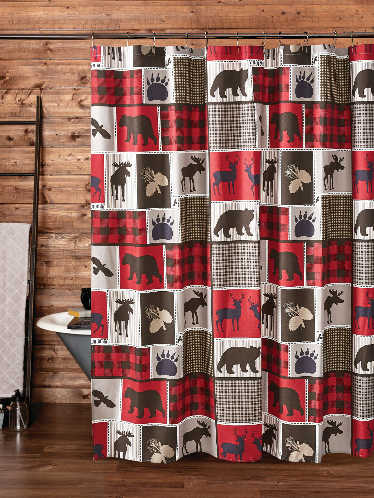 Adorable Moose Print Shower Curtain - Image 2