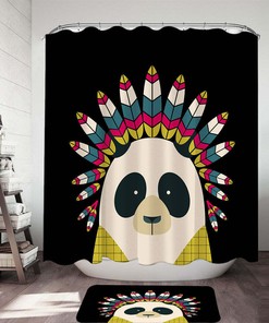 Adorable Native American Panda Character Print Shower Curtain