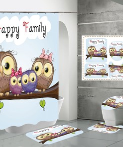 Adorable Owl Family Shower Curtain For A Charming Bathroom