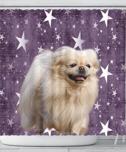 Adorable Pekingese Dog Print Shower Curtain For Bathroom