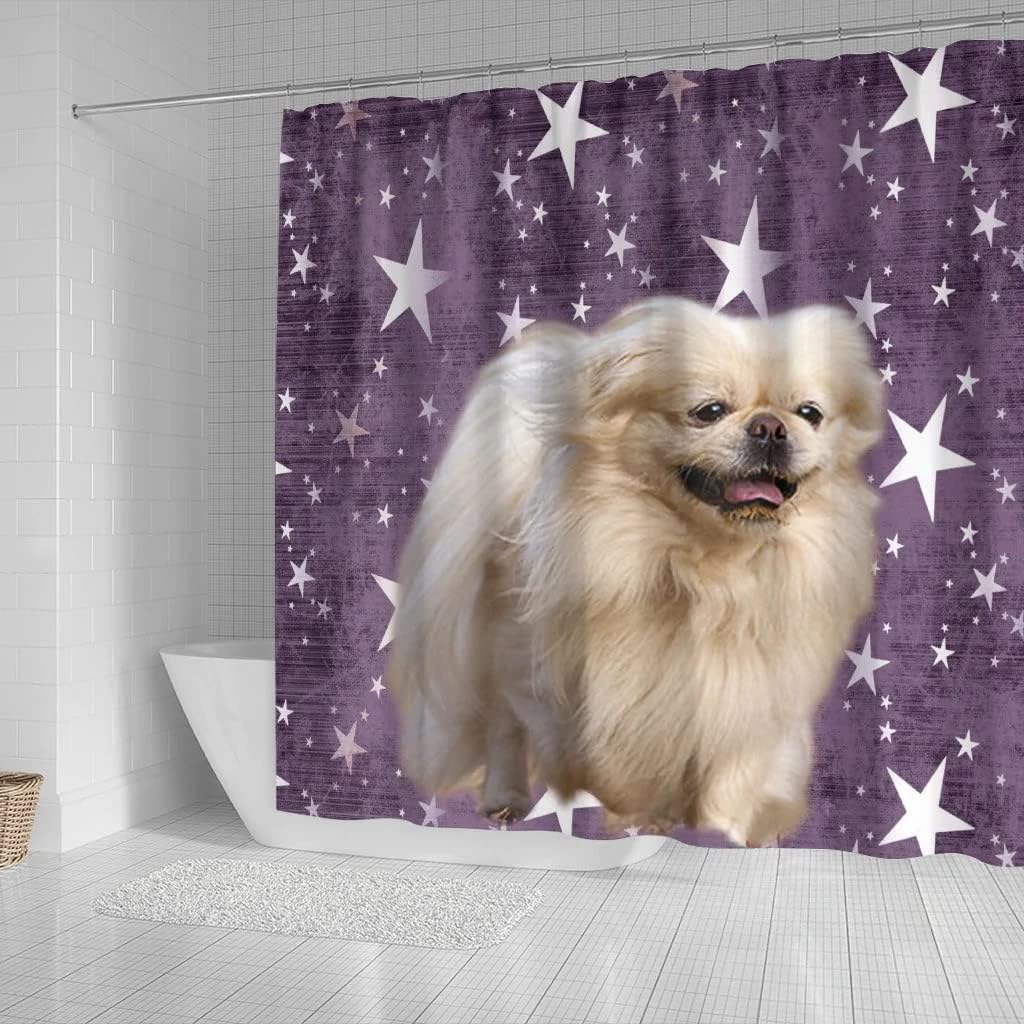 Adorable Pekingese Dog Print Shower Curtain For Bathroom - Image 2