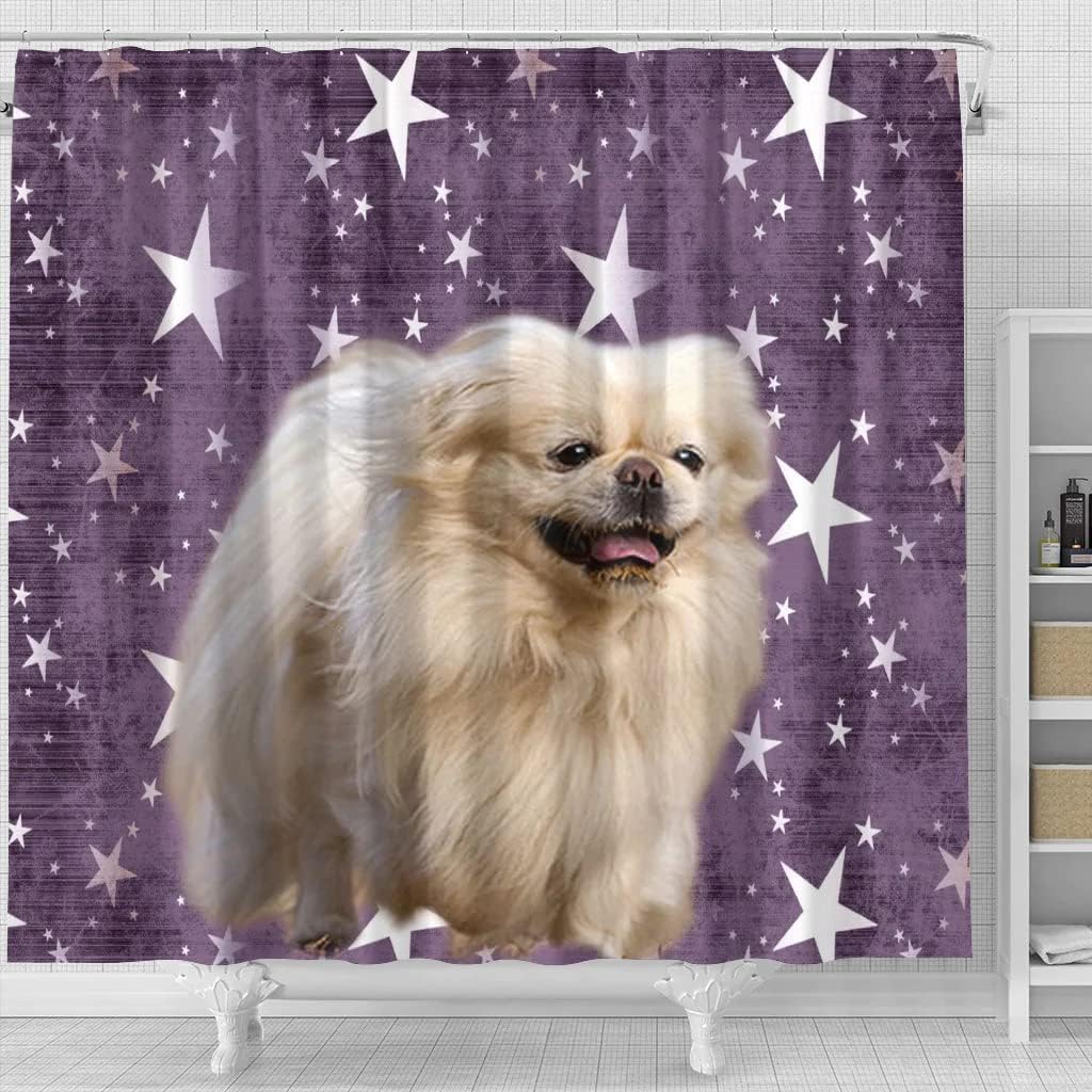 Adorable Pekingese Dog Print Shower Curtain For Bathroom - Image 4