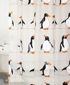 Adorable Penguin Design Waterproof Shower Curtain for a Fun Bathroom Look