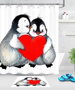 Adorable Penguin Print Shower Curtain