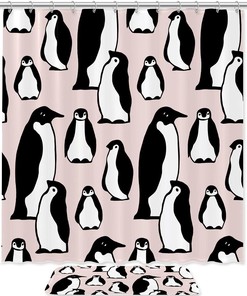 Adorable Penguin Waterproof Shower Curtain for Kids' Bathrooms